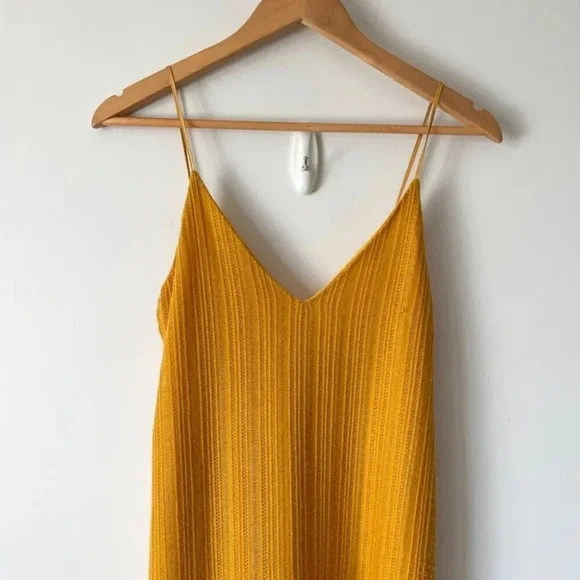 Zara Fringe Hem Midi Dress Marigold  Mustard Yellow Size Small - Picture 7 of 10